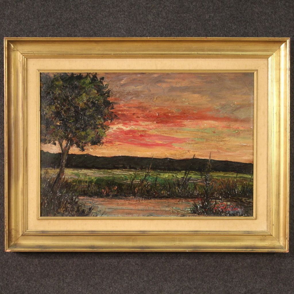 Landschapsschilderij gesigneerd F. Rontini, jaren 1940