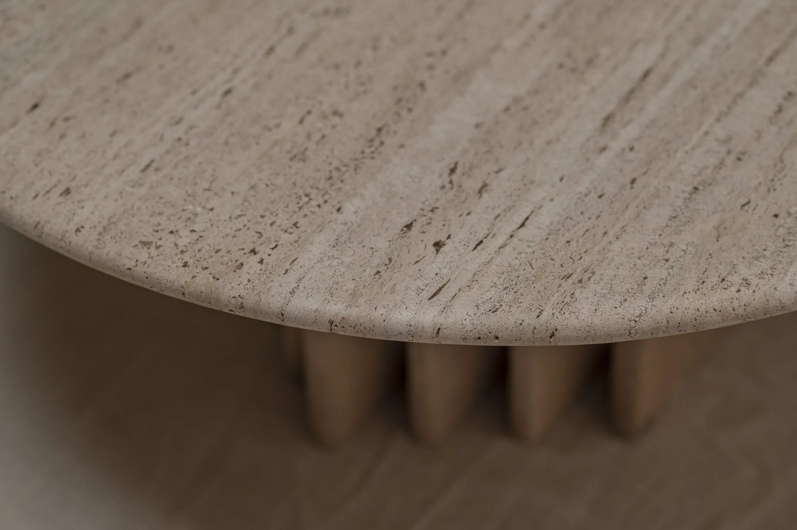 photo furniture Mid Century Coffee Table In Oak And Travertine, 1970s
