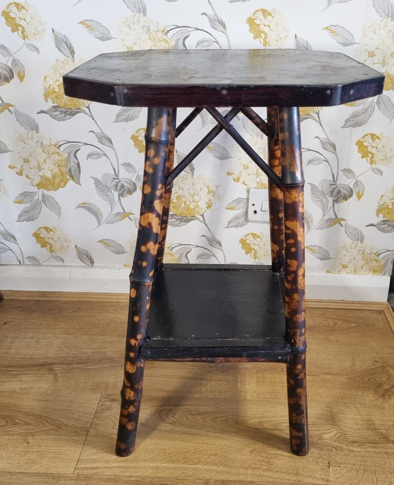 Early 20th Century Tiger Bamboo Side Table Two Tier Plant Stand Cm High photo Furniture