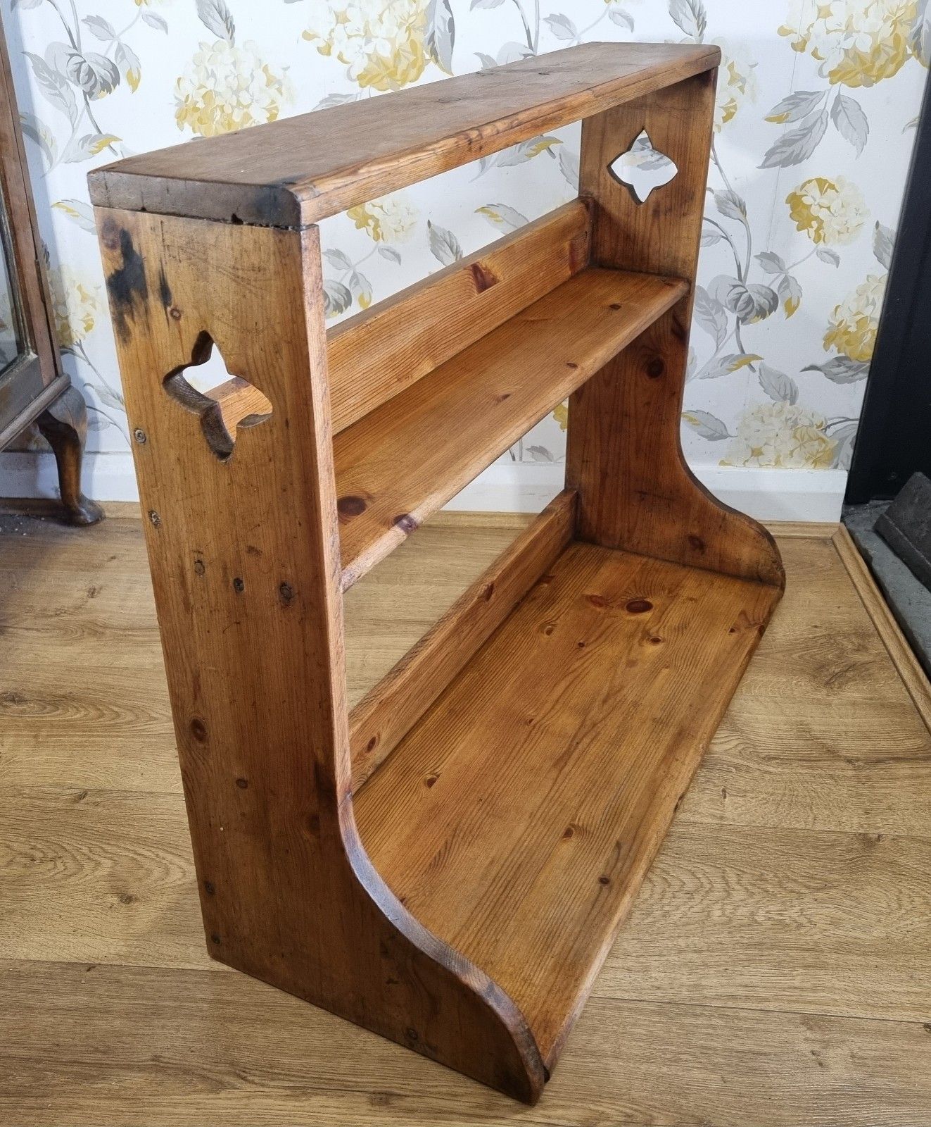 Antique Pine Kitchen Shelf  Wall Mounted Freestanding Rustic Country House photo vintage