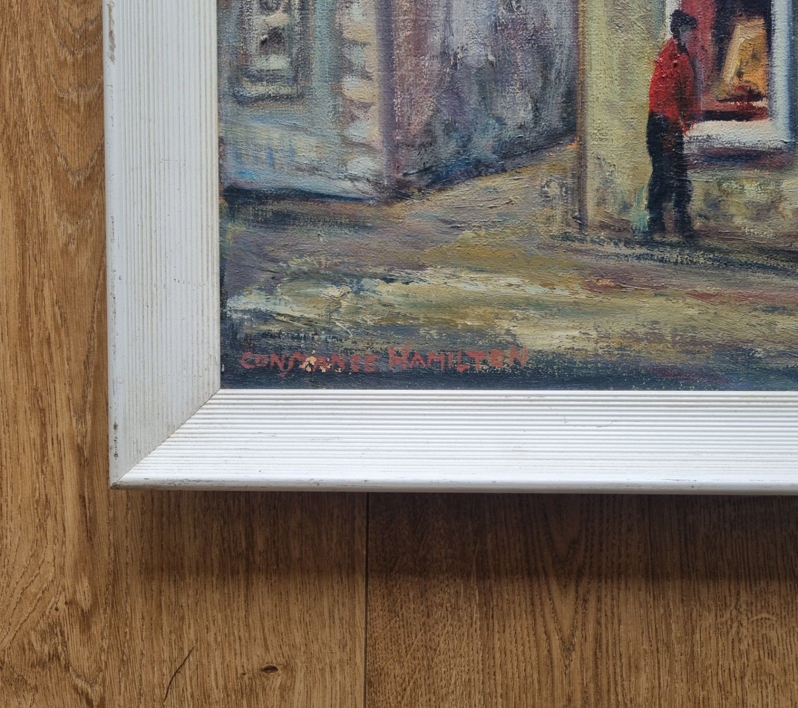 126.0 Vintage Scottish Oil Painting Houses Glasgow School Style Constance Hamilton photo