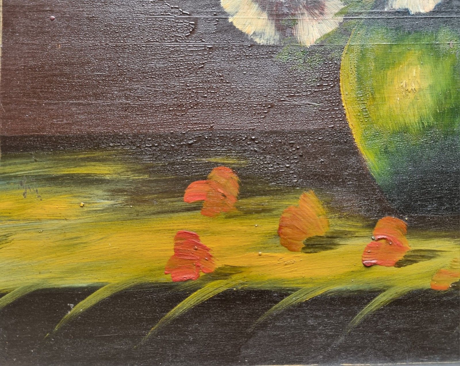photo furniture Framed Oil Painting On Board Still Life Vibrant Flowers In Vase