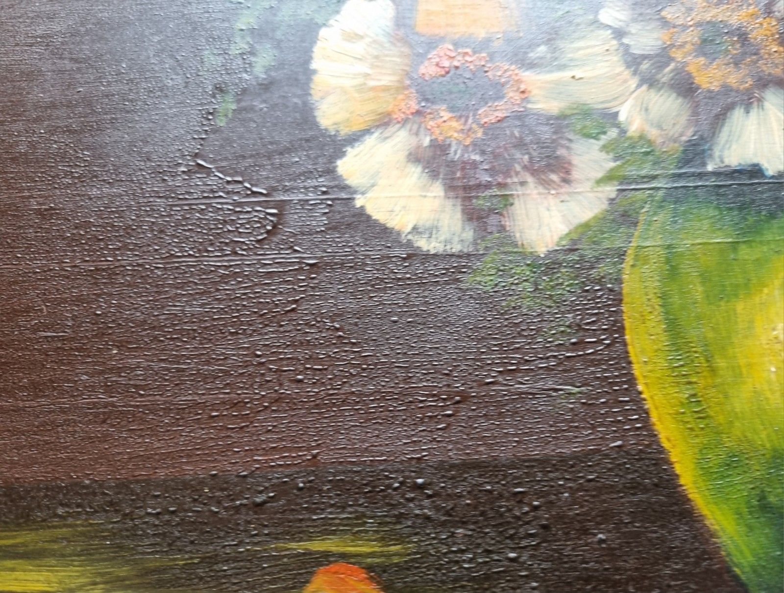 photo for sale Framed Oil Painting On Board Still Life Vibrant Flowers In Vase