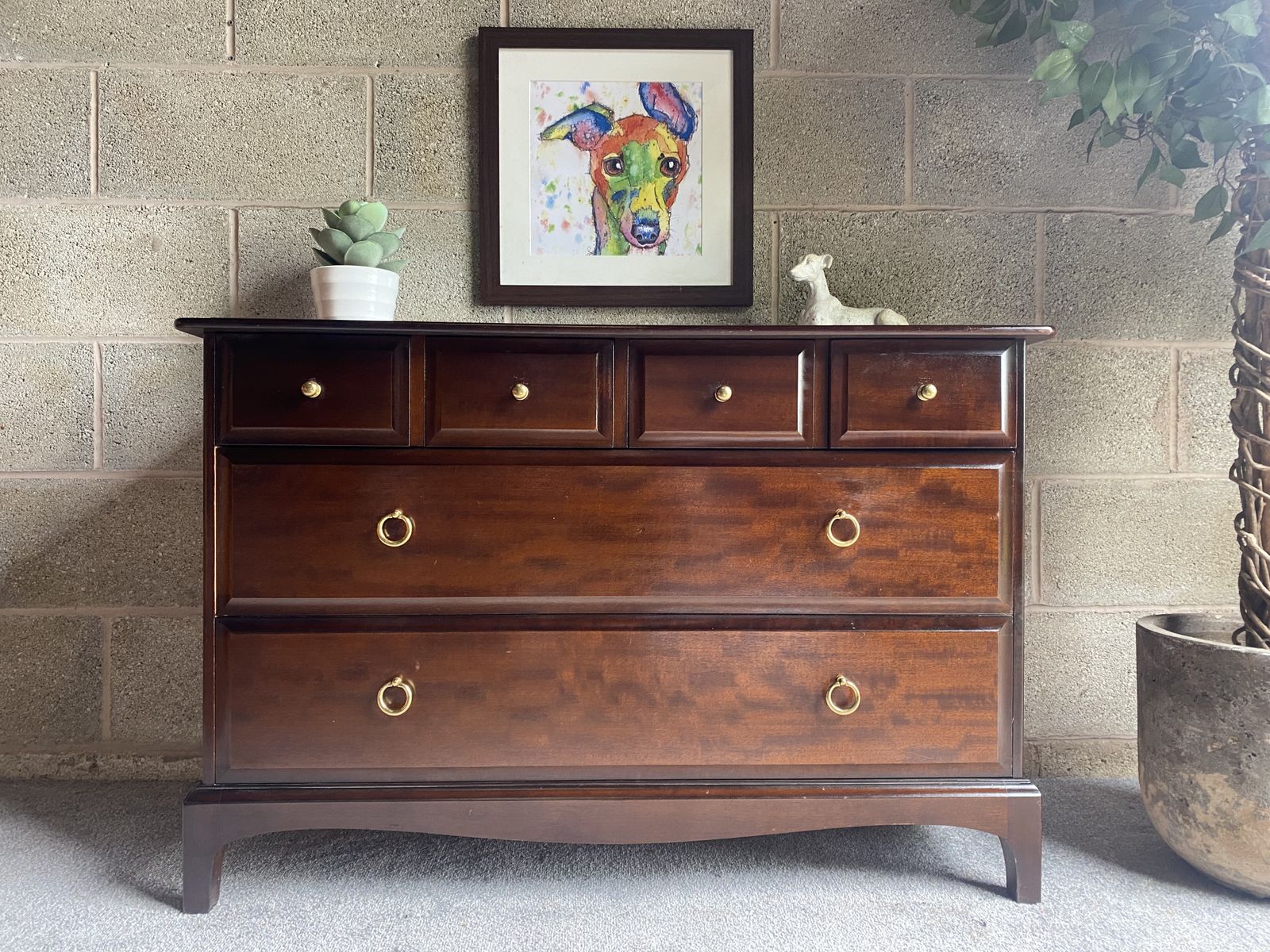 Mid Century Stag Minstrel Lowboy 6 Drawer Chest photo for sale