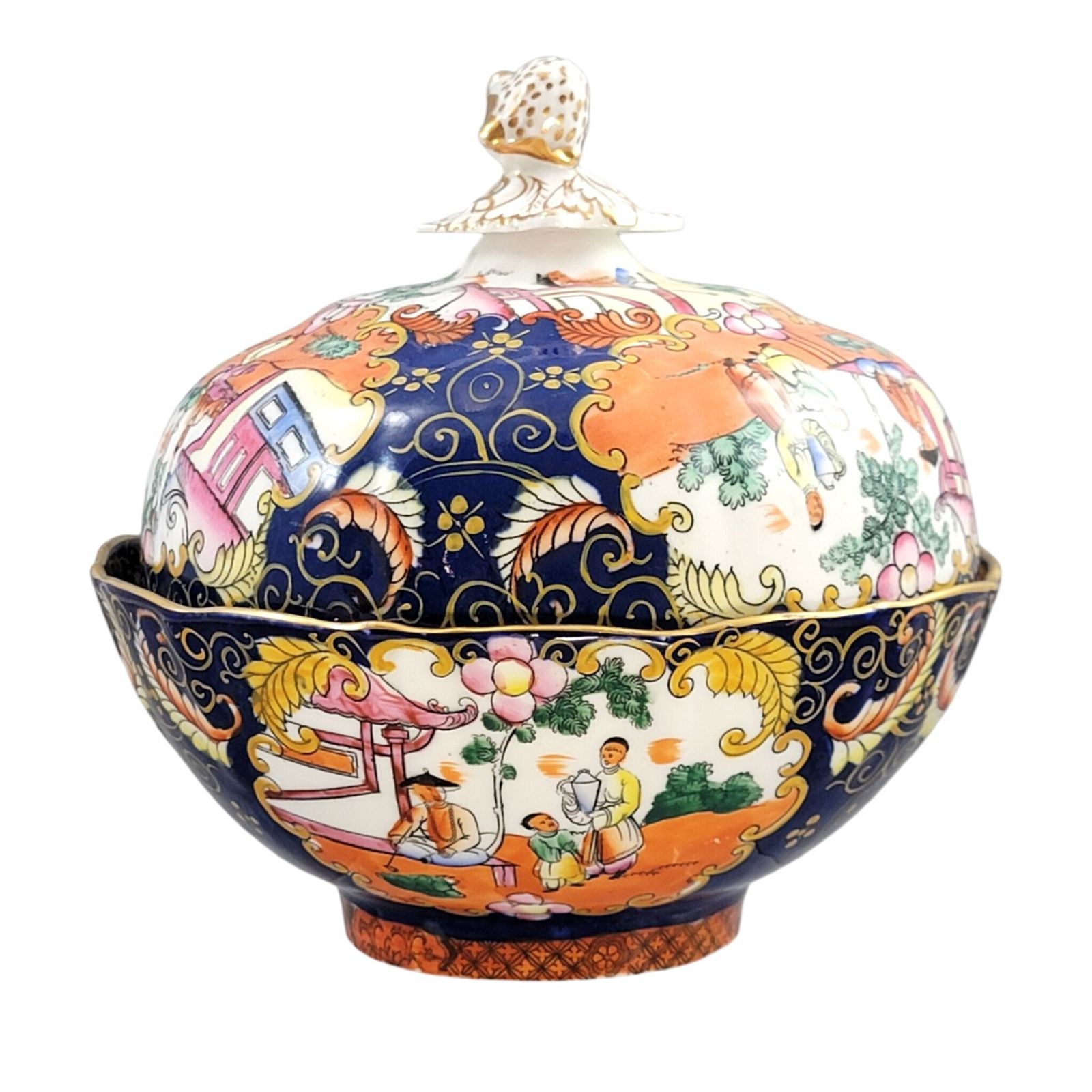 Mason's Patent Ironstone grote gedekte schaal, Chinoiserie-patroon, ca. 1820 photo 400.0
