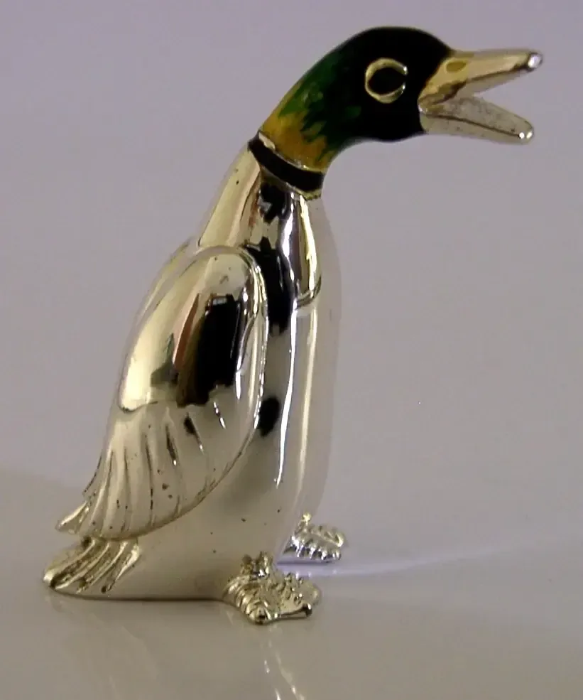 Decent Sized Sterling Silver Enamel Duck Bird Animal Figure 2007 Saturno photo Art