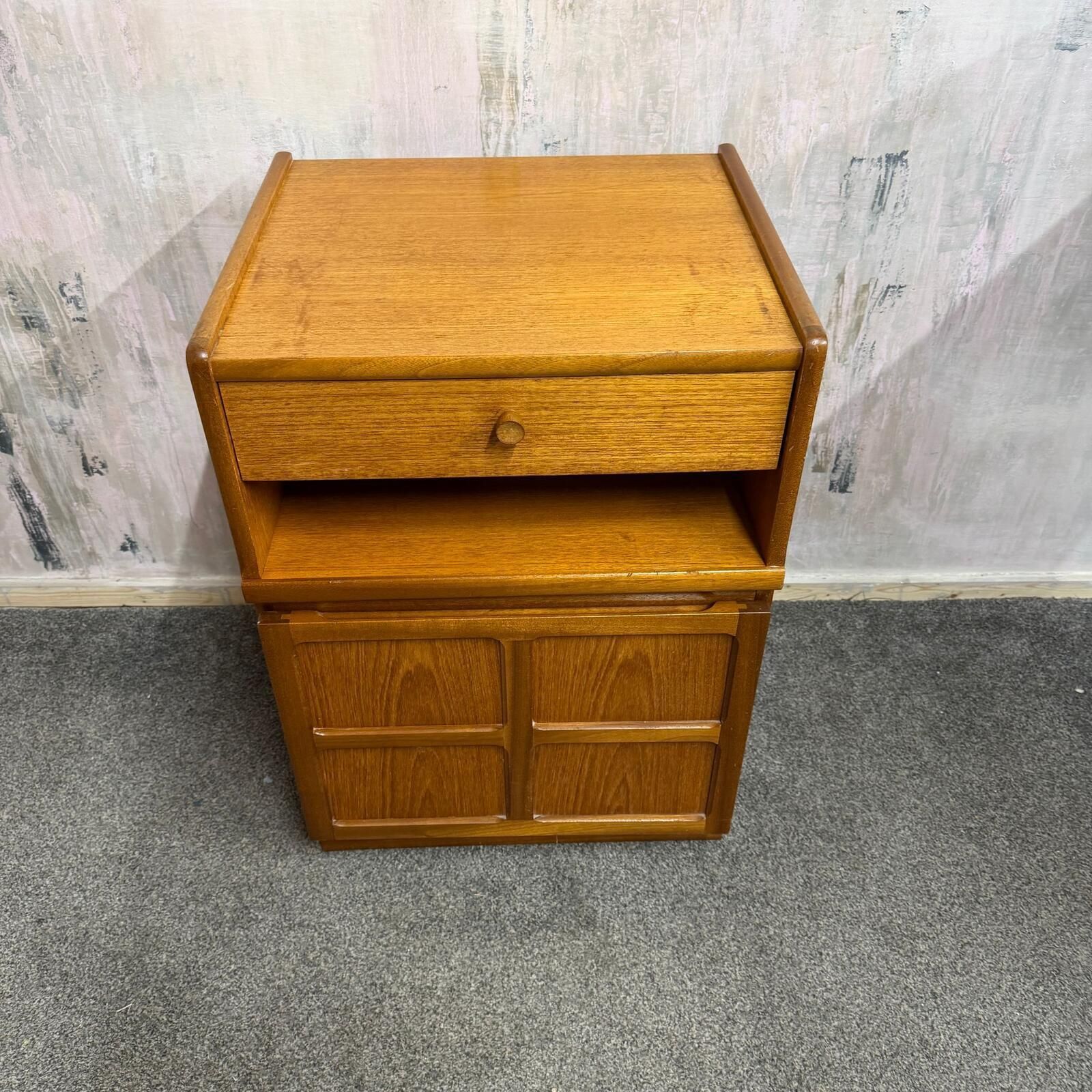 Vintage Mid Century Nathan Squares Cabinet Nightstand Drawer Single Cupboard photo furniture