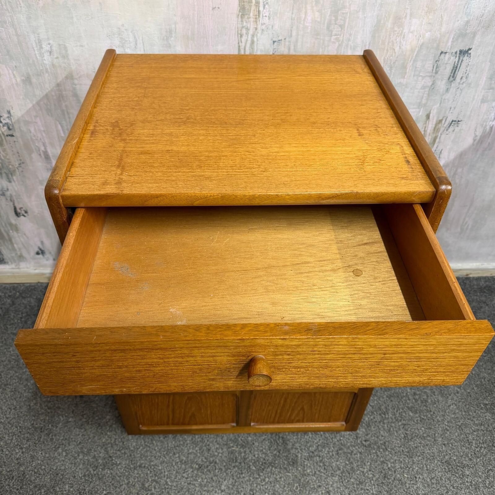 Vintage Mid Century Nathan Squares Cabinet Nightstand Drawer Single Cupboard photo 174.0