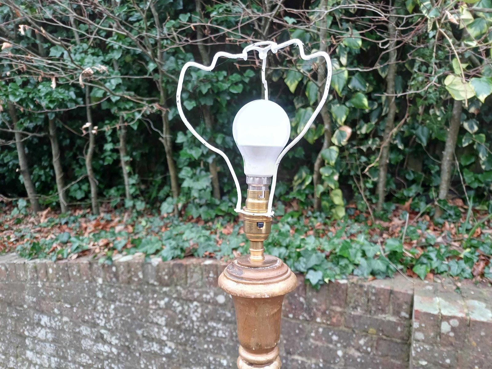 Antique Gilt Gold Standard Lamp Mahogany Floor Lamp Early Mid Century Fluted Turned Column Pat Tested And Working Vintage photo furniture