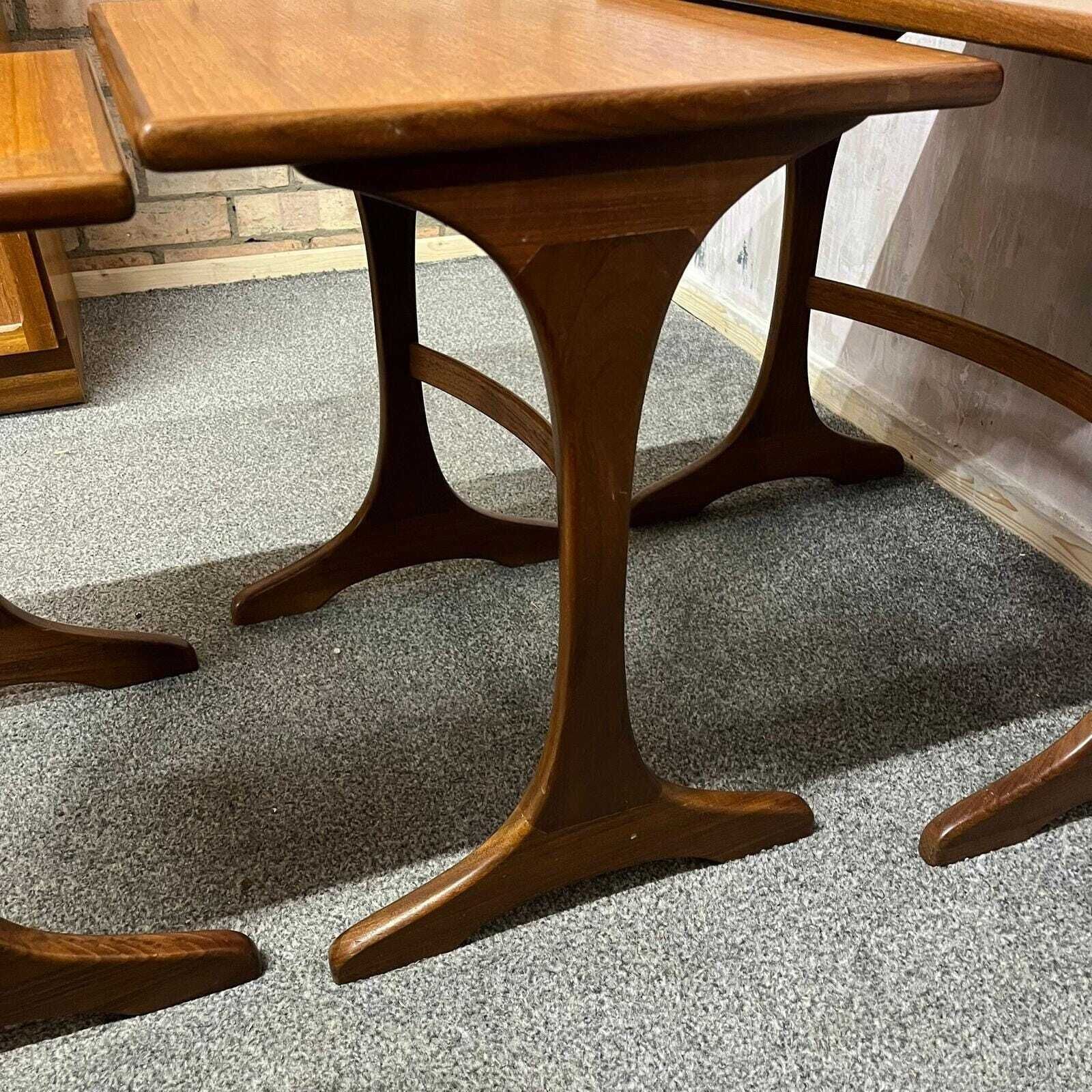 Mid Century Set Of 3 1960s/70s Teak Crossbanded Nest Of Tables Danish Style photo buy