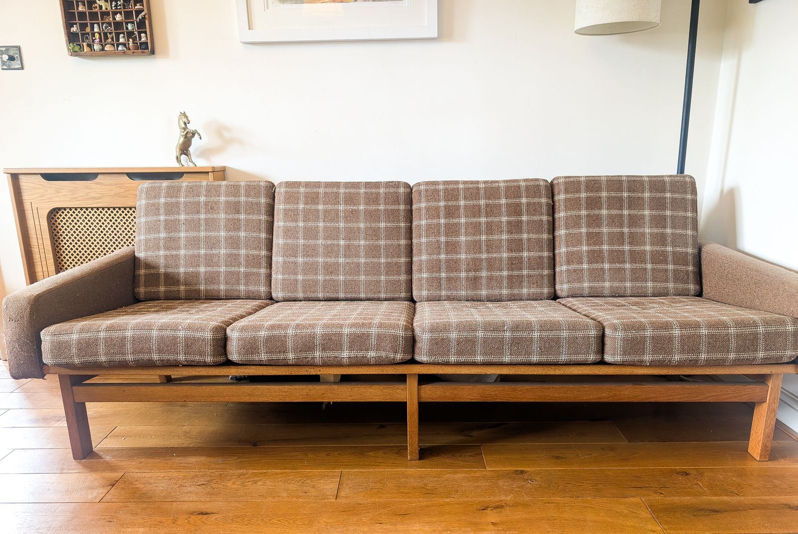 Rare Mid Century 1960s Vintage Danish 4 Seater Retro Sofa In The Style Of Hans J. Wegner With Original Wool And Sprung Cushions photo buy