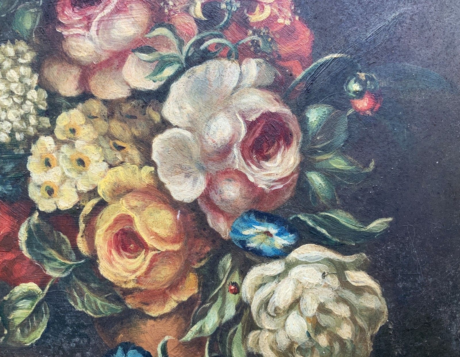 Beautiful Late 19th Century Dutch Antique Still Life Tulips & Roses Oil Painting photo buy