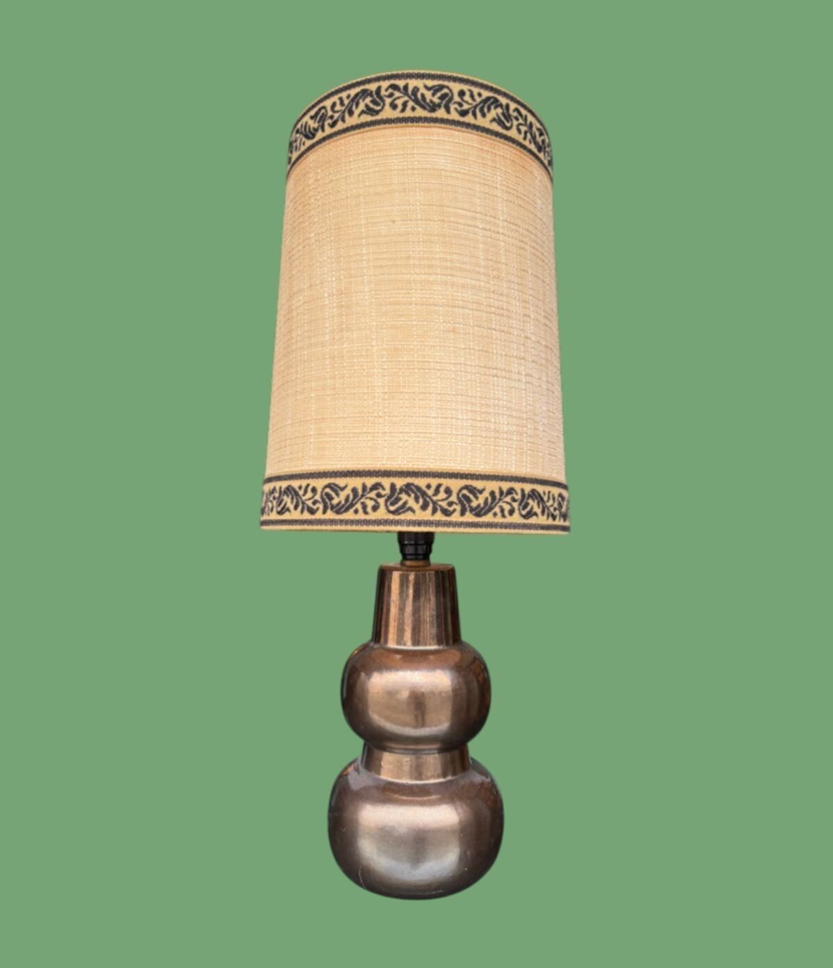 A 1960s French Ceramic Lamp With Orignal Hessian Shade photo furniture