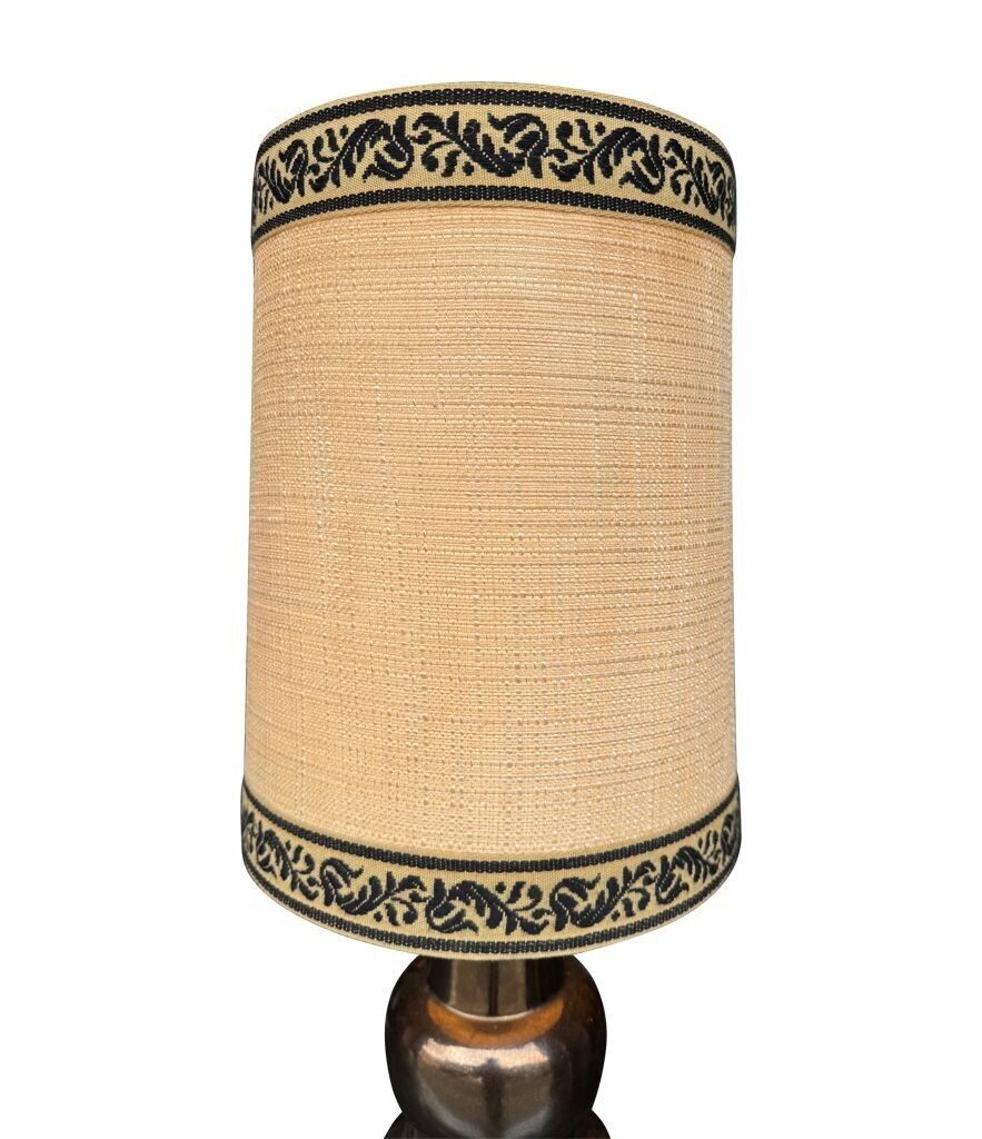 A 1960s French Ceramic Lamp With Orignal Hessian Shade photo Lighting