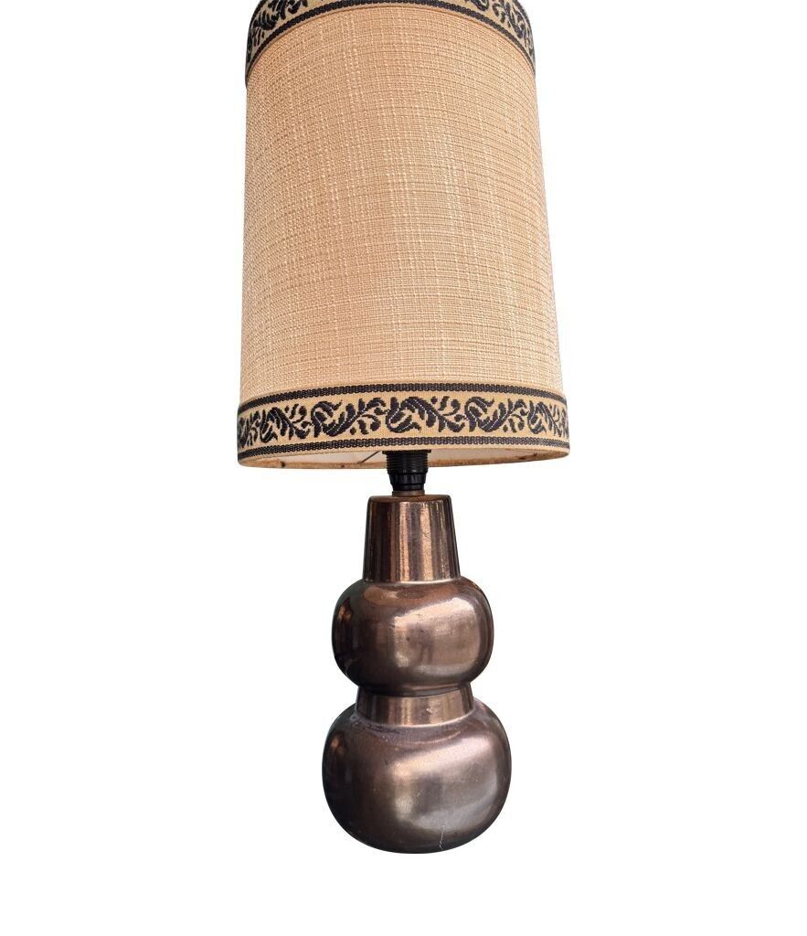725.0 A 1960s French Ceramic Lamp With Orignal Hessian Shade photo