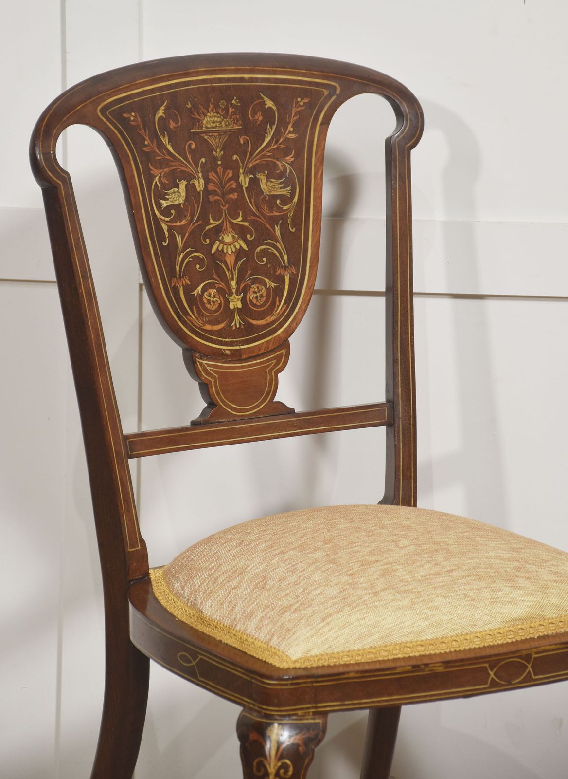 photo for sale Pair Of Inlaid Mahogany Side Chairs