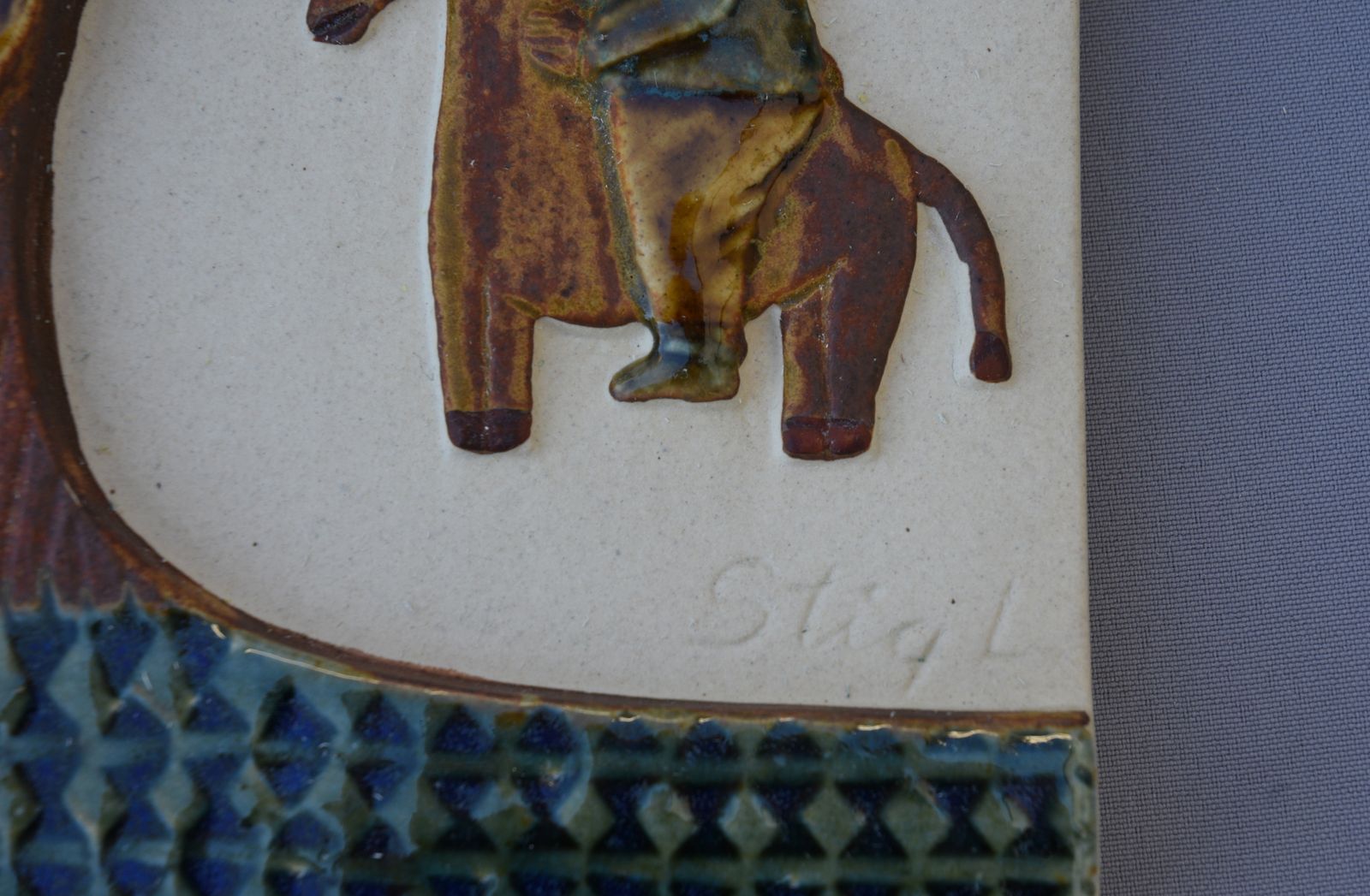 Don Quixote Tile H1184 By Stig Lindberg For Gustavsberg, Sweden, 1950s photo furniture