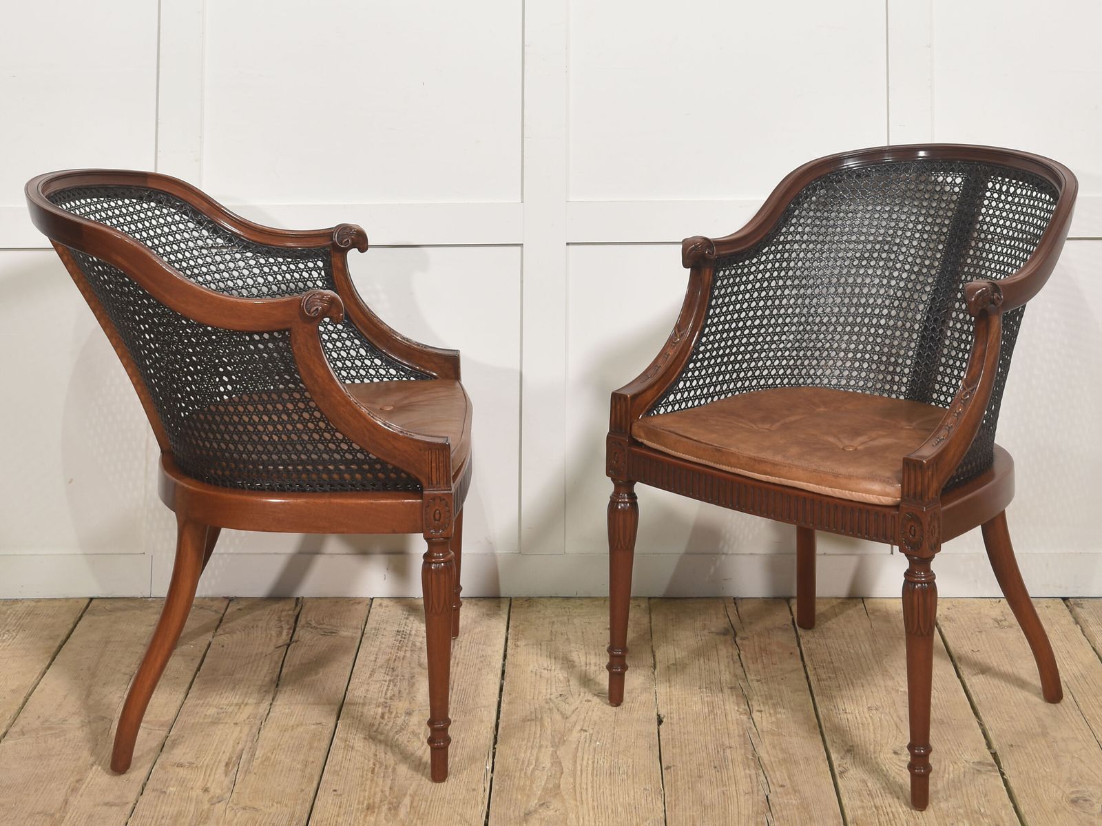 Pair Of Regency Style Mahogany Bergère Armchairs photo 2250.0