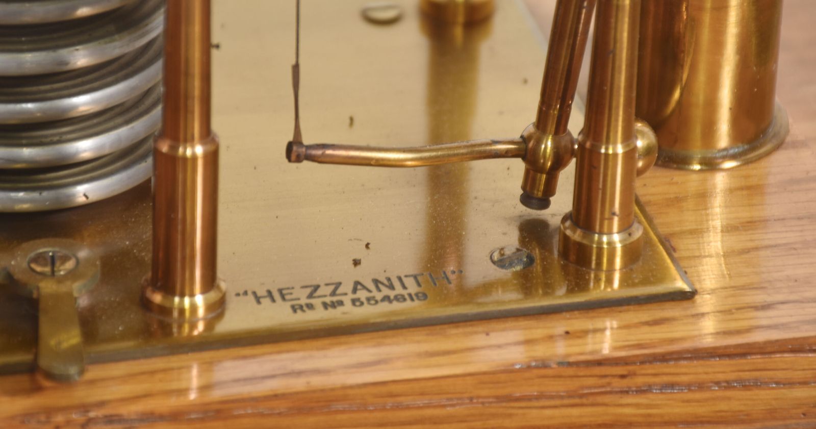 Rare Hezzanith Oak Cased Barograph With Art Nouveau Inlay photo for sale