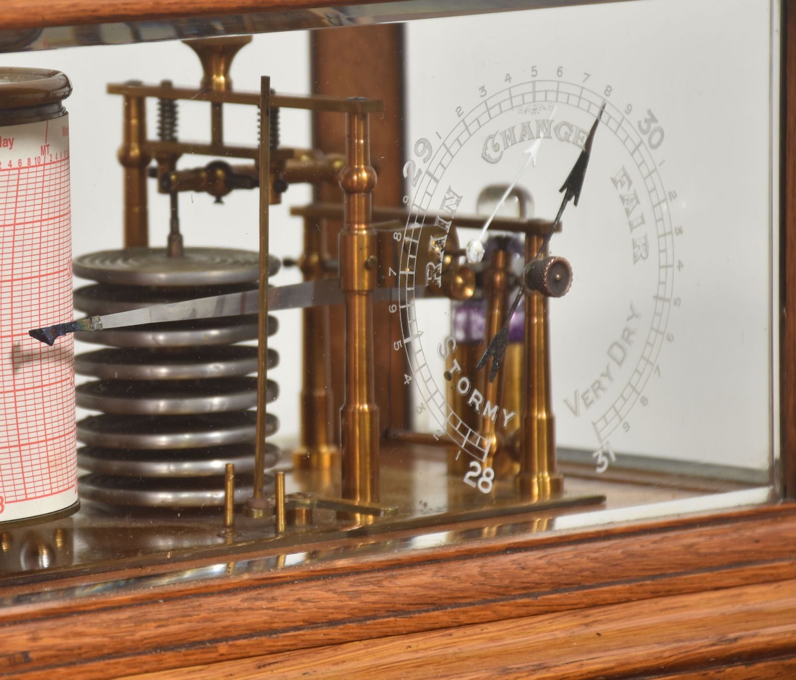 Rare Hezzanith Oak Cased Barograph With Art Nouveau Inlay photo vintage
