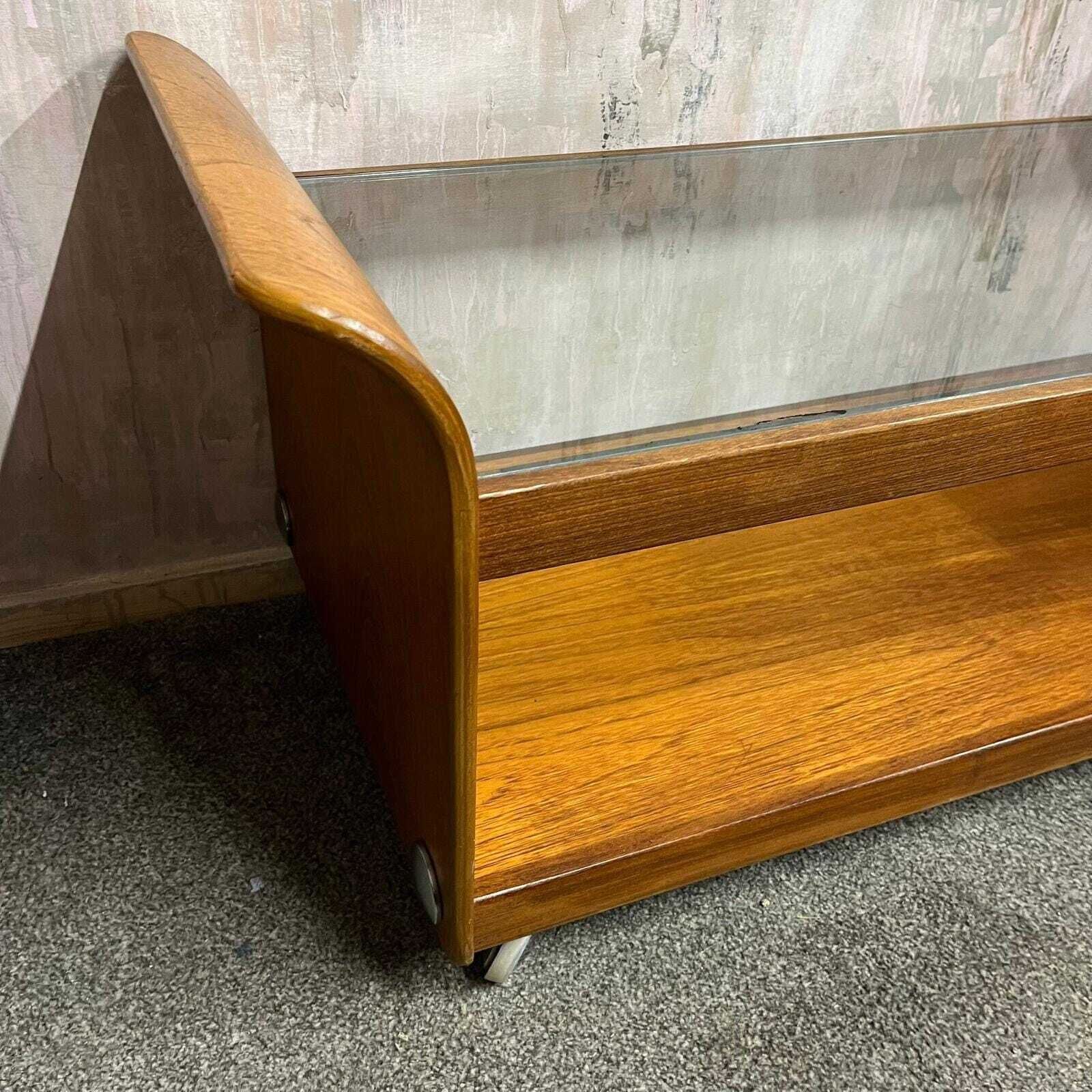 G Plan Tulip Coffee Table Mid Century Retro Teak Base Glazed Shelf Castors photo 249.0