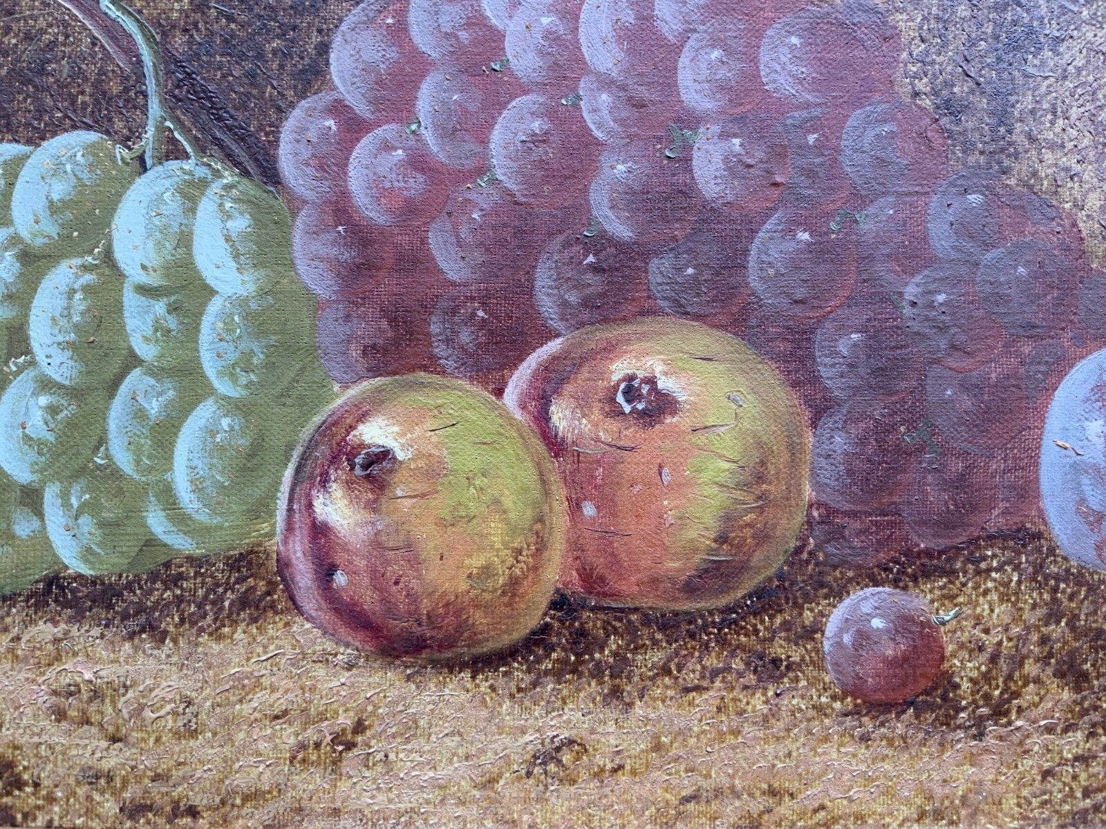 Antique Fruit Still Life Oil Painting Early 20th Century Grapes & Apples photo buy