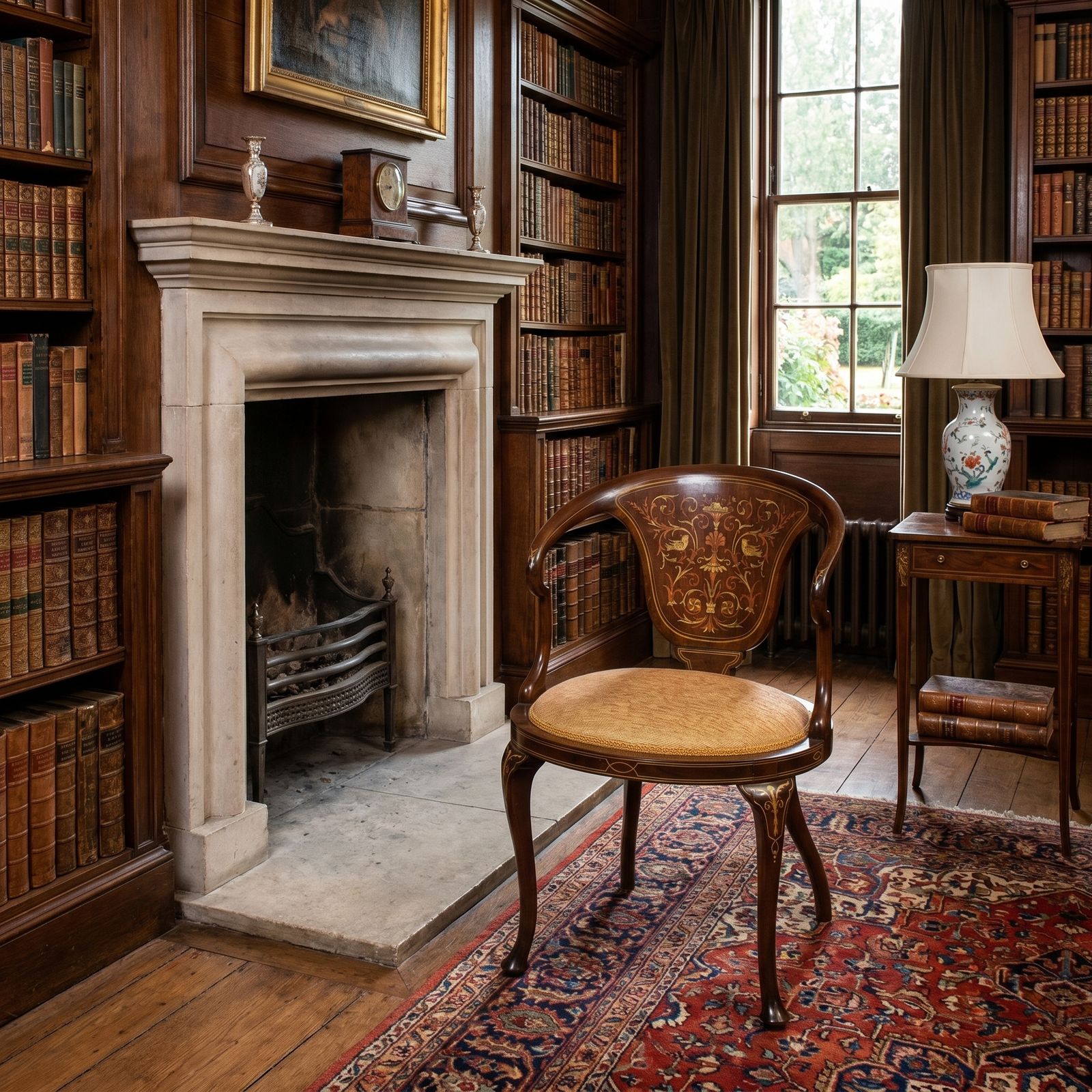 Inlaid Mahogany Tub Armchair