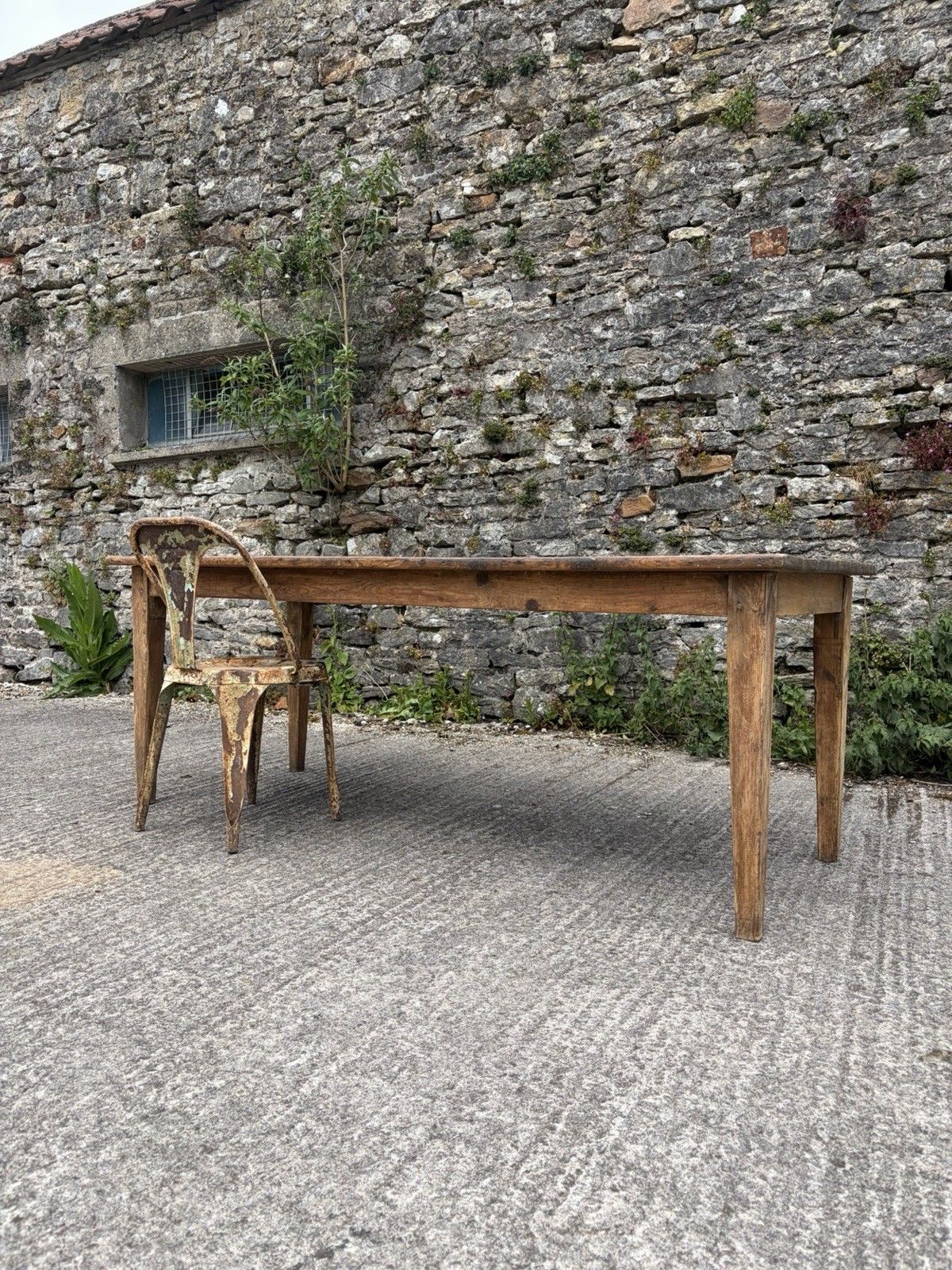 Antique French Pine Farmhouse Rustic Dining Table — 198cm — Circa 1900 photo furniture