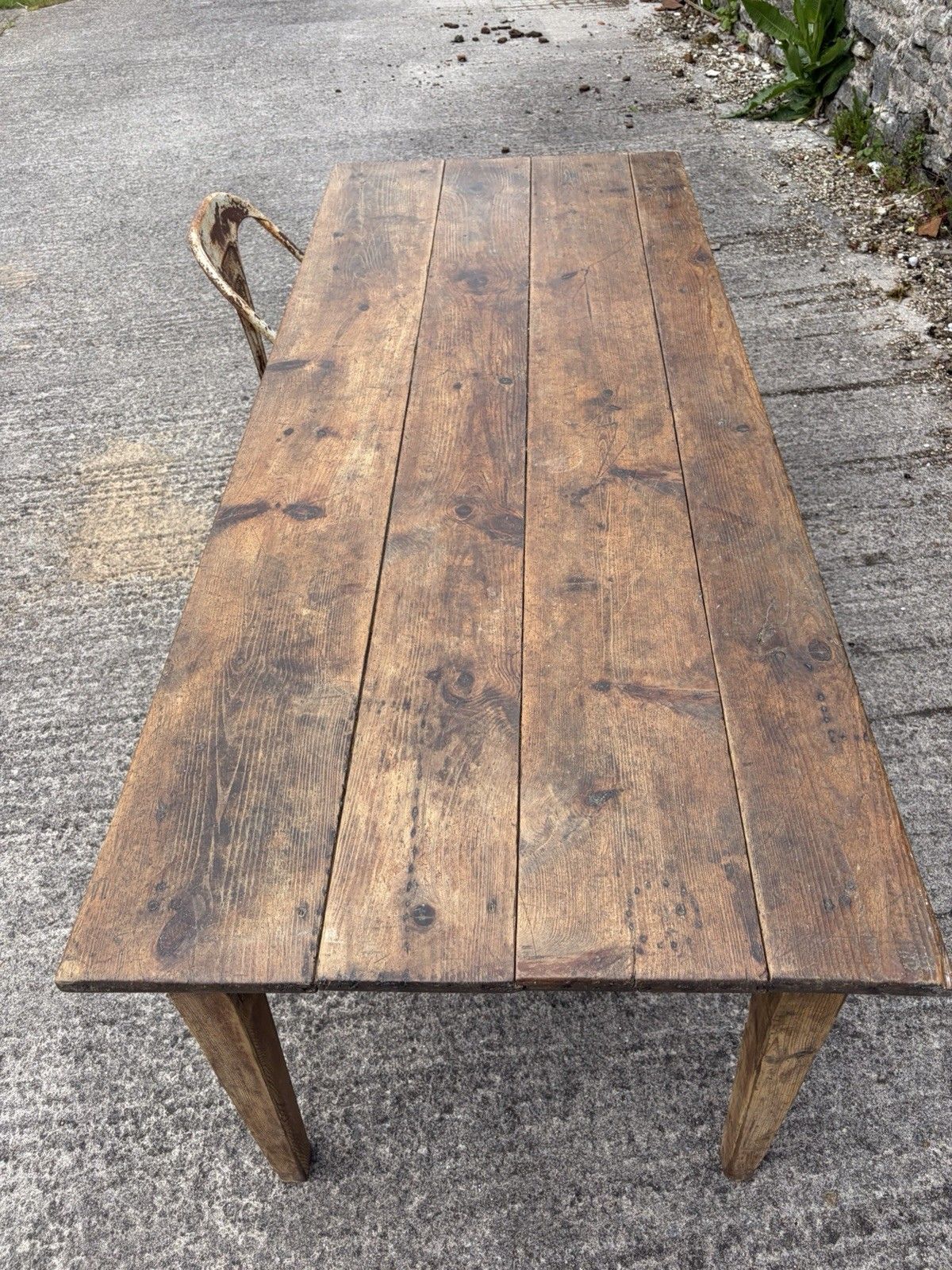 Antique French Pine Farmhouse Rustic Dining Table — 198cm — Circa 1900 photo for sale