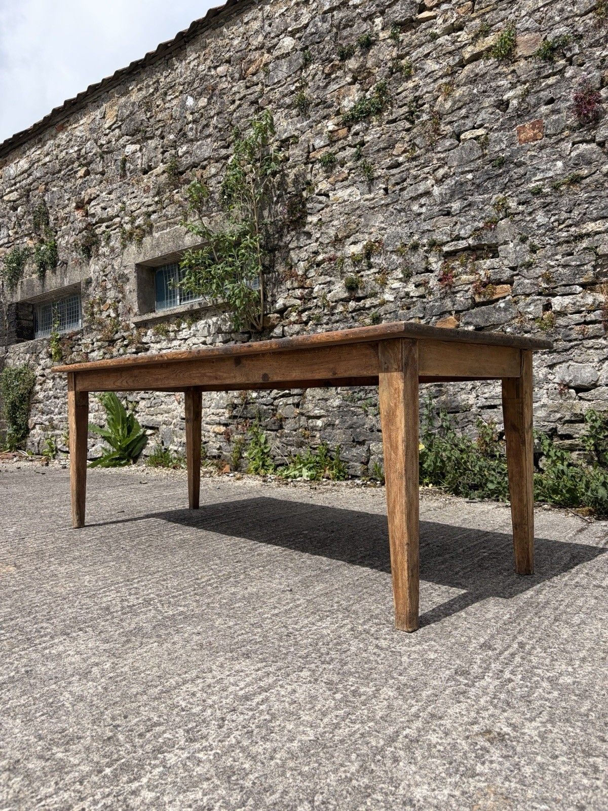 Antique French Pine Farmhouse Rustic Dining Table — 198cm — Circa 1900 photo vinterior