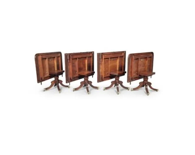 Antique Monumental Irish Regency Four Pedestal Mahogany Dining Table With Five Leaves photo 105000.0