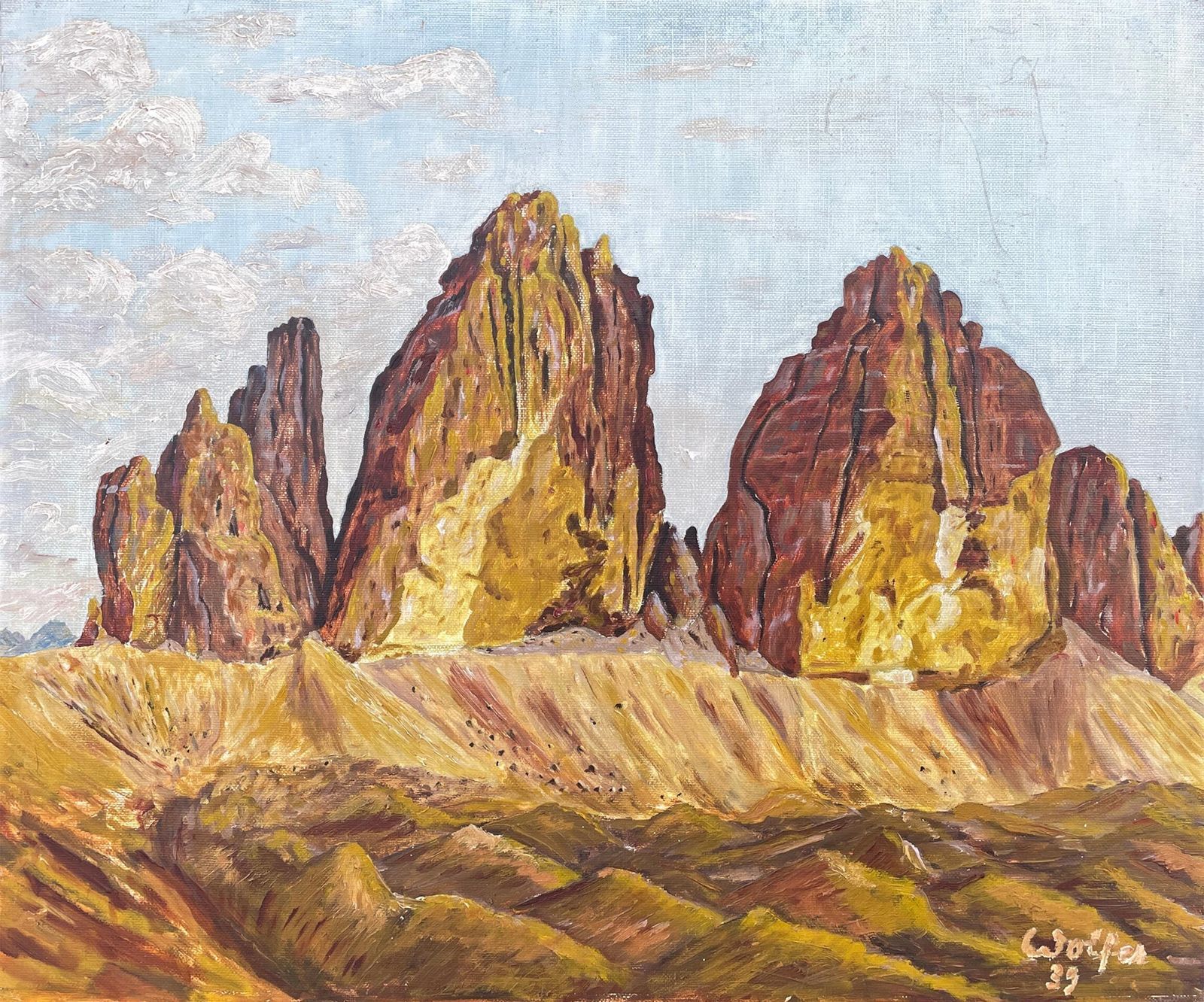 Art Iatlian Dolomites Painting Oil On Canvas photo