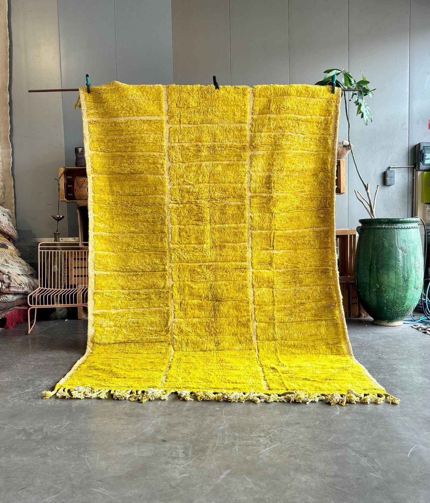 Mustard Yellow Moroccan M'rirt Rug 190x300 Cm Handmade Wool Berber Rug Luxury Minimalist Area Rug Thick Plush Carpet Custom Moroccan Rug