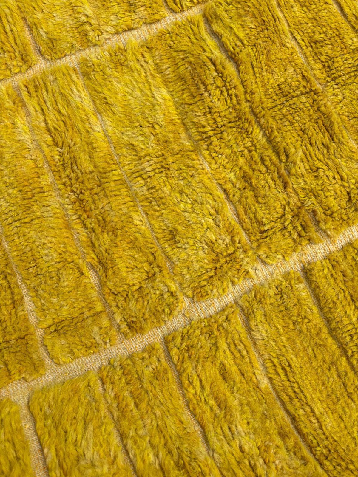 Textiles Mustard Yellow Moroccan M'rirt Rug 190x300 Cm Handmade Wool Berber Rug Luxury Minimalist Area Rug Thick Plush Carpet Custom Moroccan Rug photo