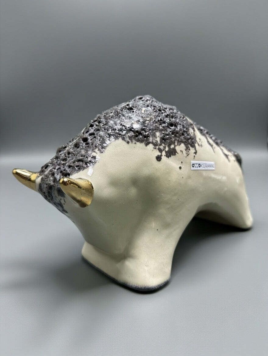 Otto Keramik Gold Edition Ceramic Bull West German Pottery Fat Lava photo for sale