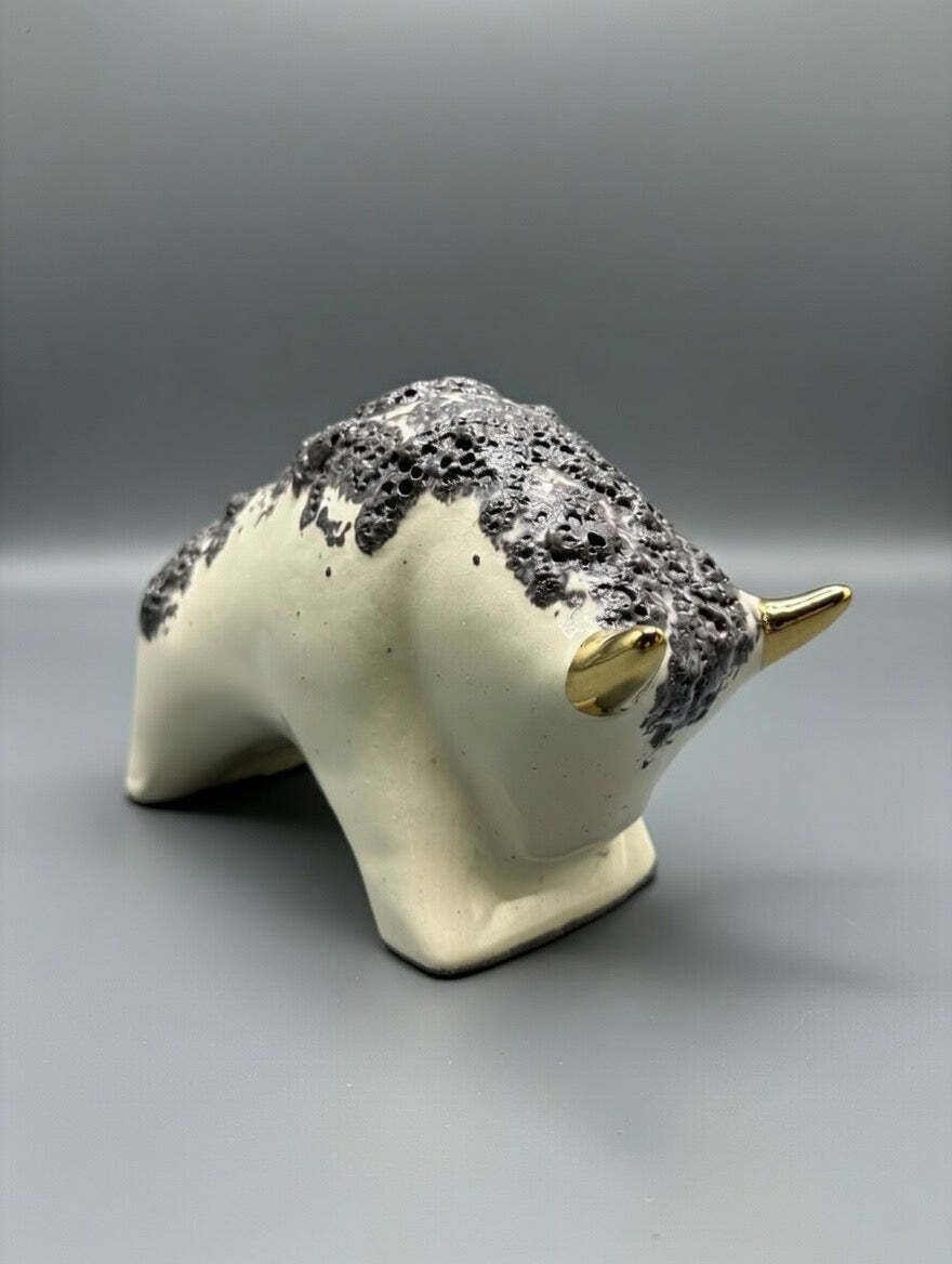 Otto Keramik Gold Edition Ceramic Bull West German Pottery Fat Lava photo vinterior