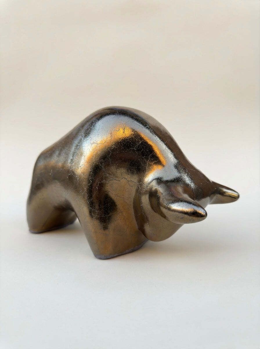 Otto Keramik Classic Ceramic Bull West German Pottery Fat Lava photo vinterior