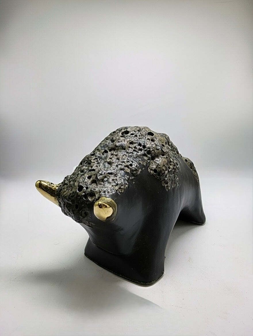 Otto Keramik Gold Edition Ceramic Bull West German Pottery Fat Lava photo for sale