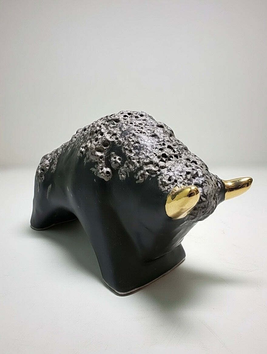 Otto Keramik Gold Edition Ceramic Bull West German Pottery Fat Lava photo 160.0