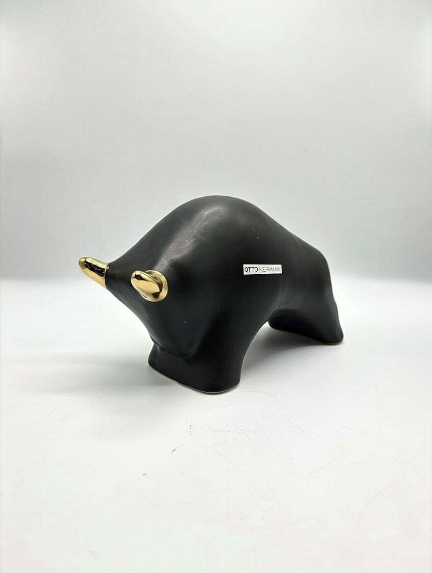 Otto Keramik Gold Edition Ceramic Bull West German Pottery Fat Lava photo furniture