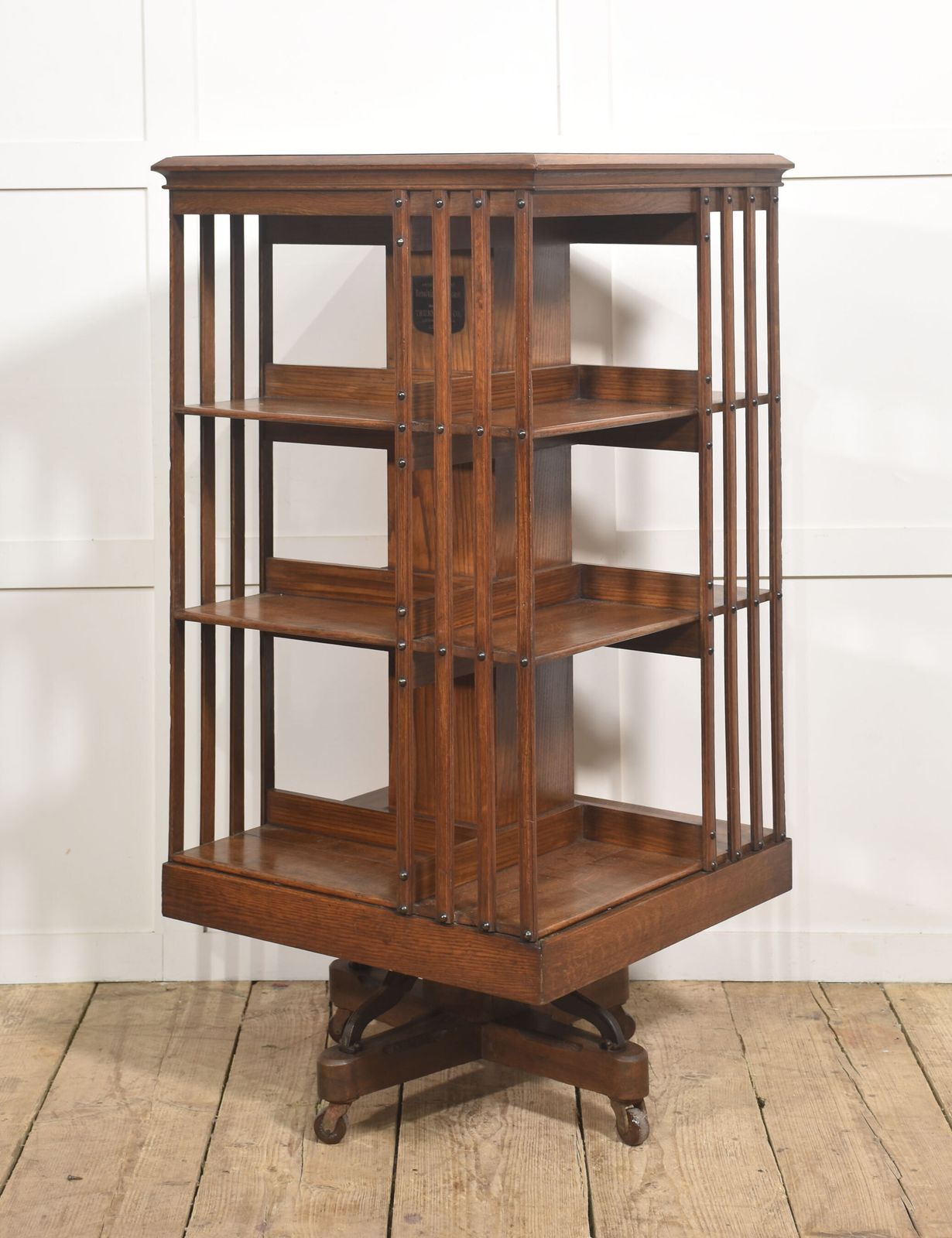 Late 19th Century Oak Revolving Bookcase By Trubner & Co photo vintage