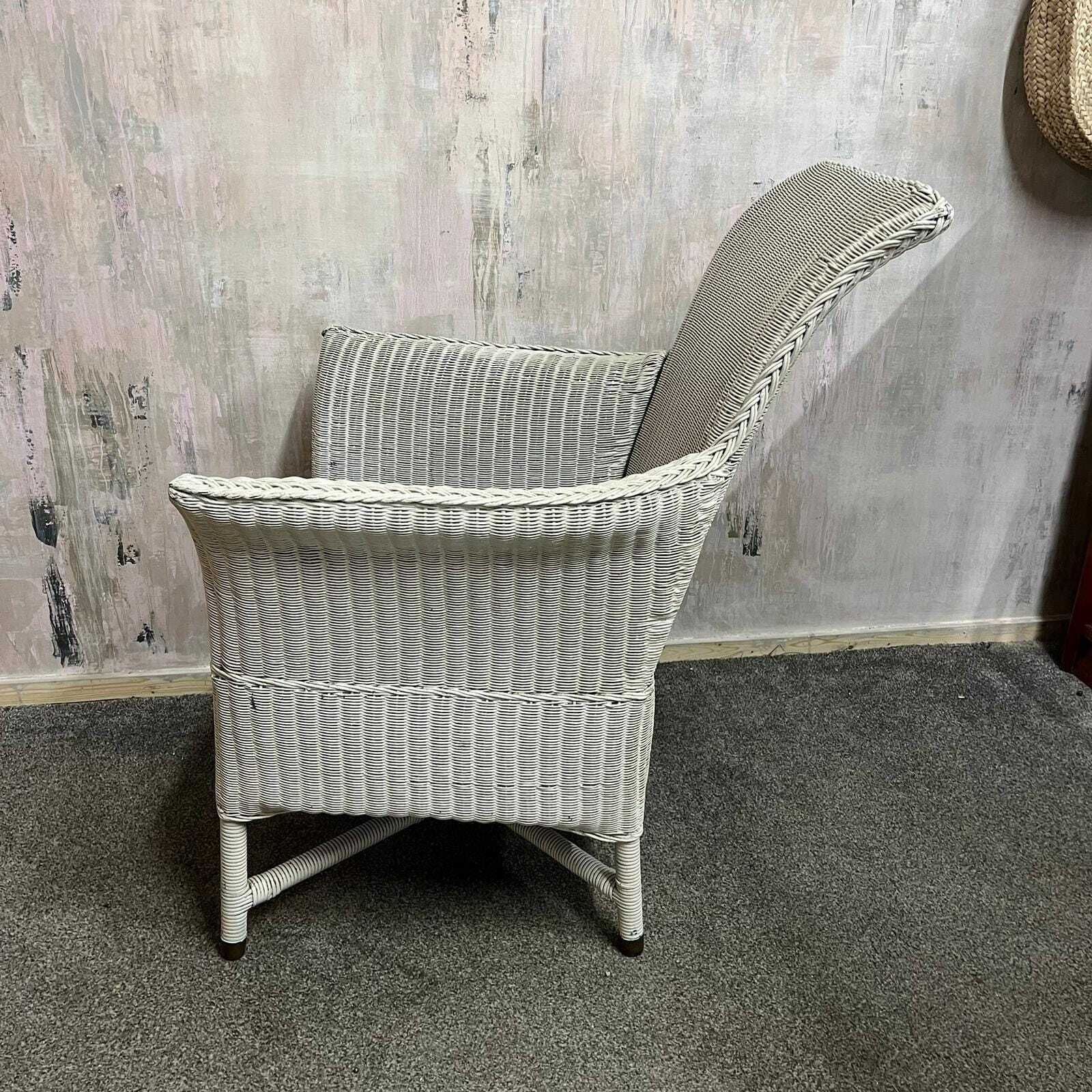 Vintage Lloyd Loom Style High Backed Armchair Brass Feet Retro Mid Century photo vinterior