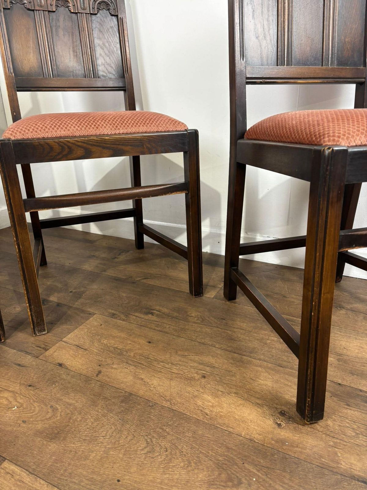 Vintage Set Of Four Oak Priory Style Dining Chairs photo buy