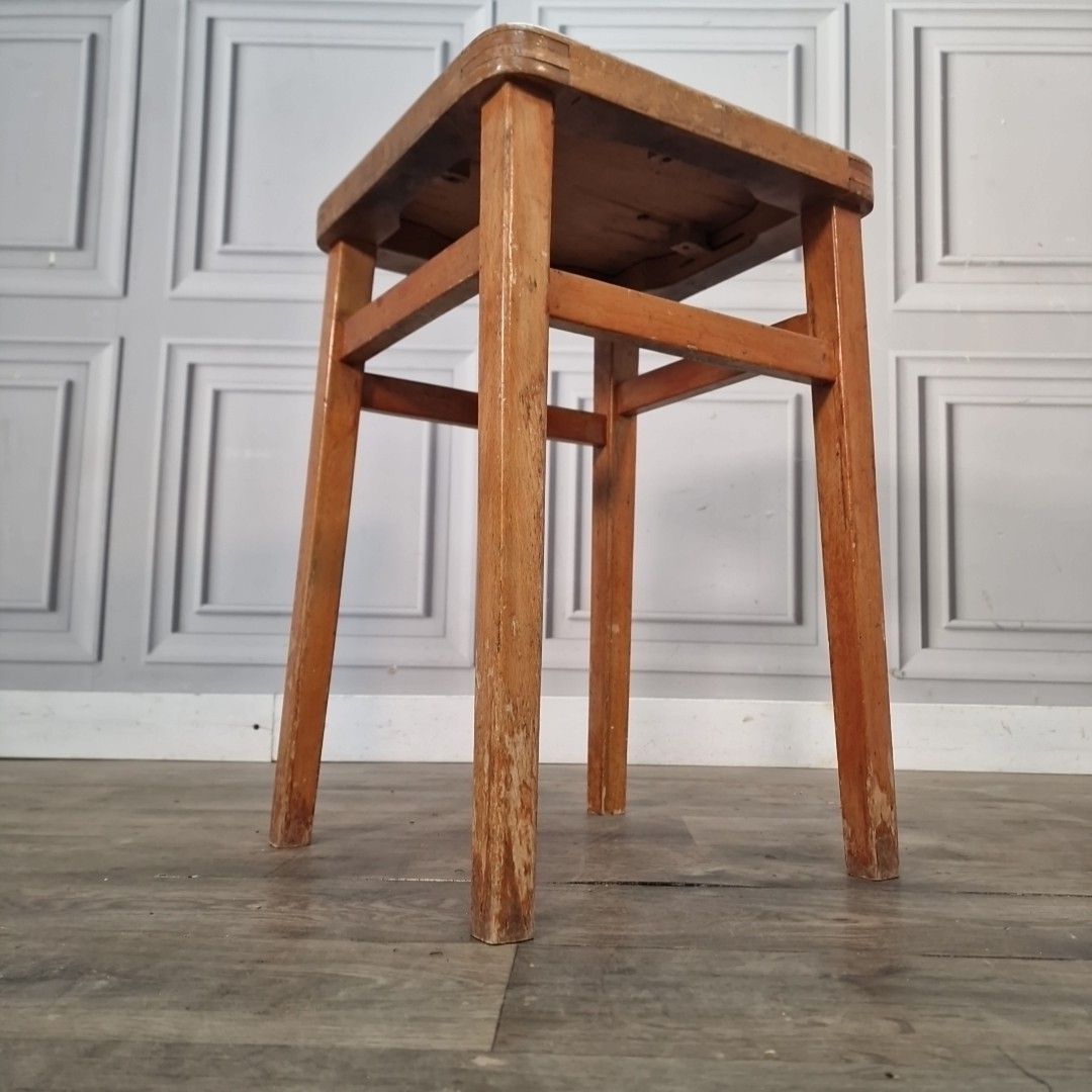 Mid Century Kitchen Stool Vinyl Top Utility Seat Retro Vintage Mcm Upcycle photo for sale