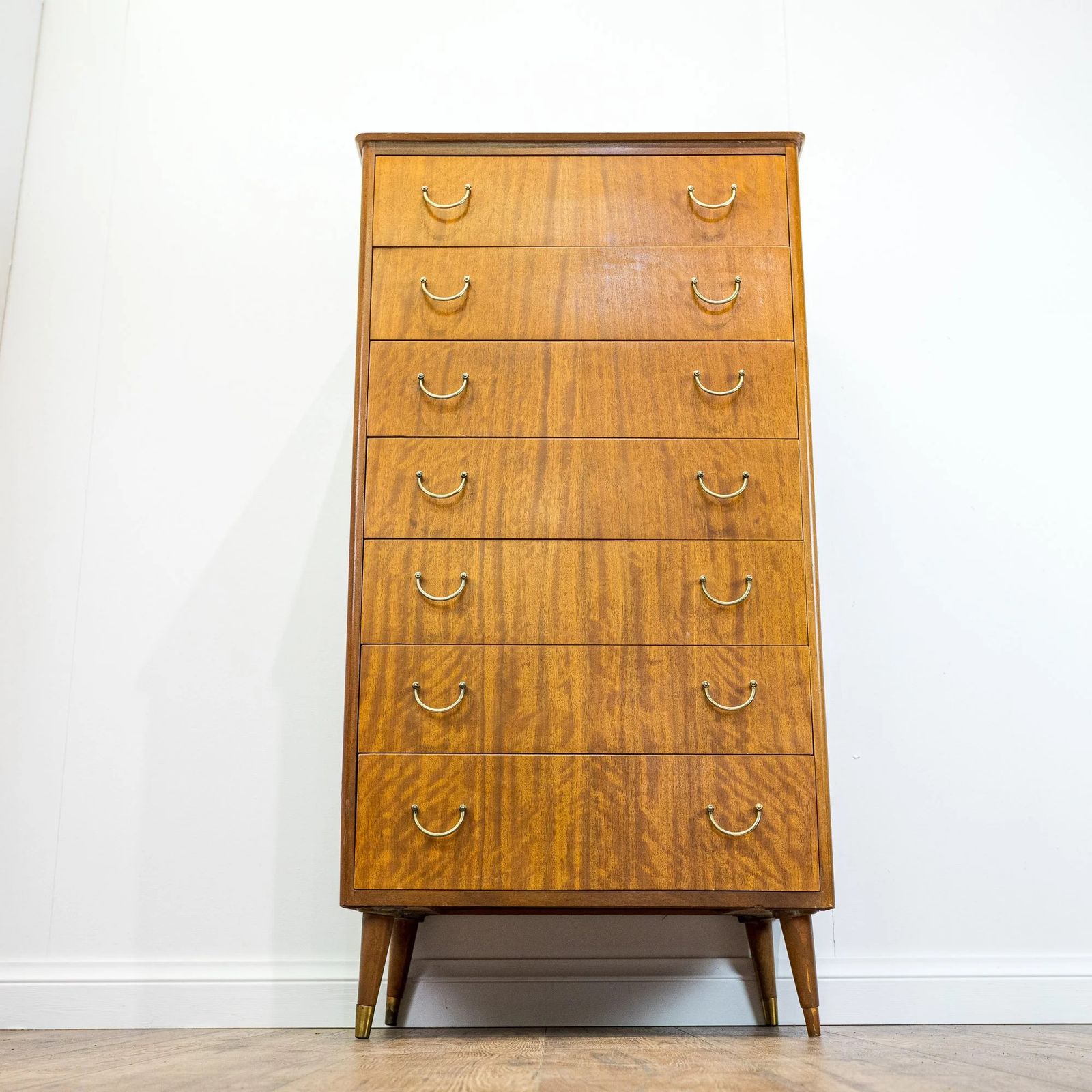 Mid Century Teak 7 Drawer Tallboy