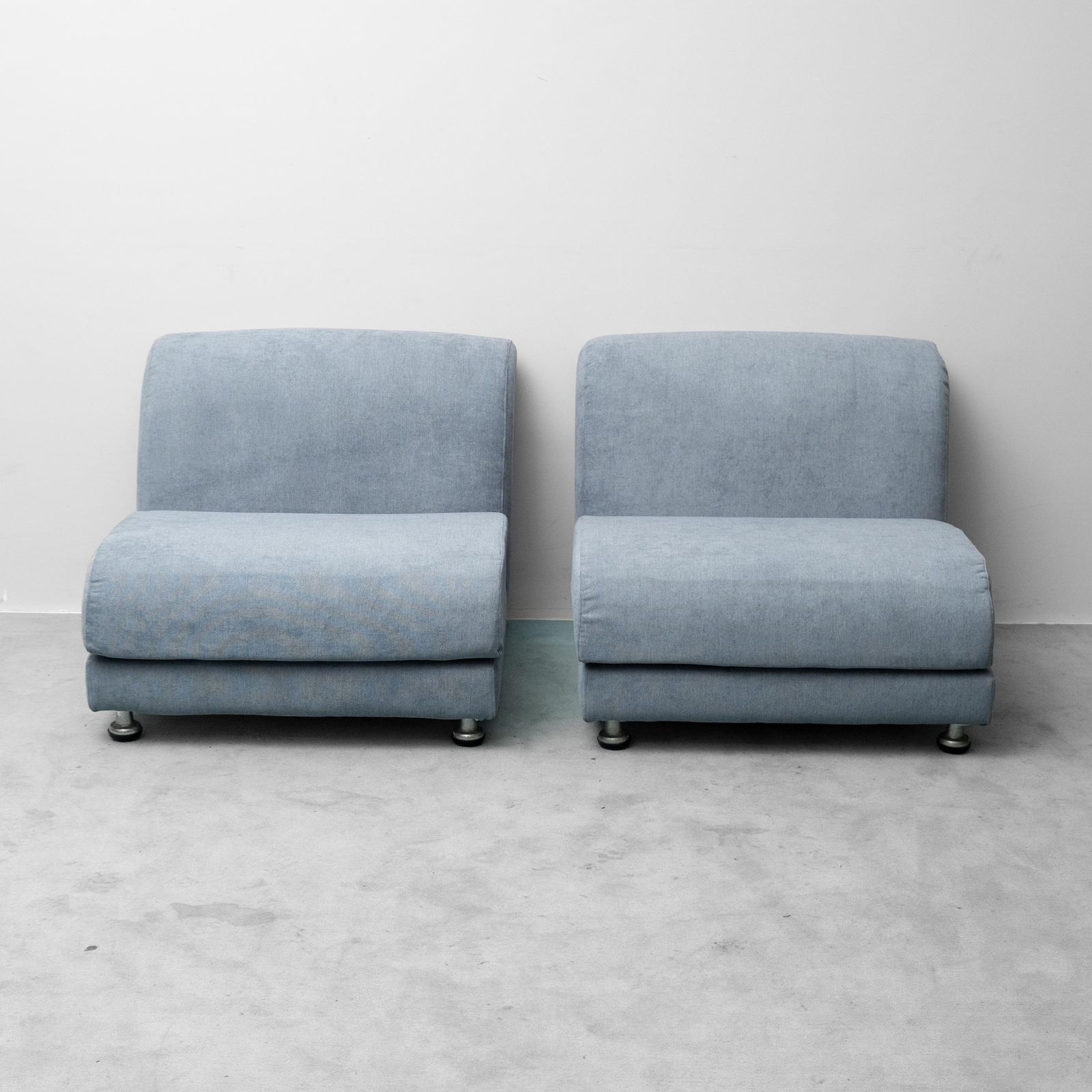 Vintage 2 Seater Modular Sofa In Light Blue Fabric, 1970s Modern Antiques photo buy
