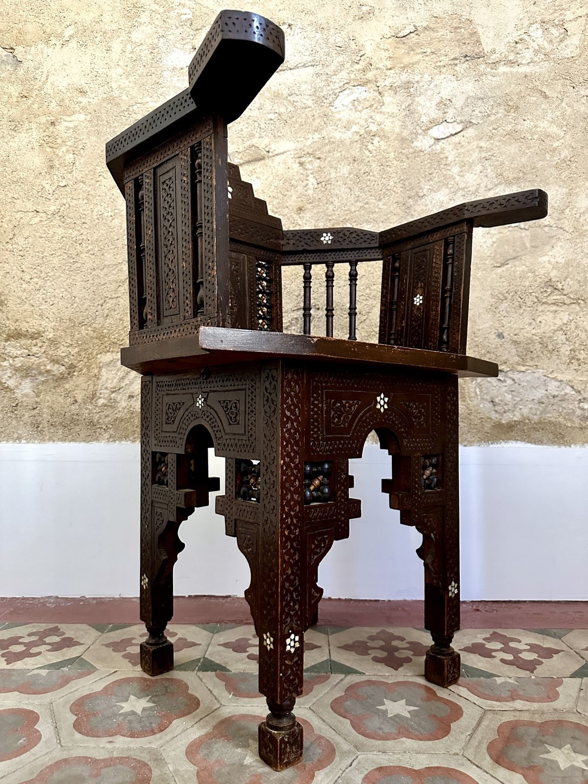 Pair Of Syrian Mother Of Pearl Inlaid Armchairs photo buy