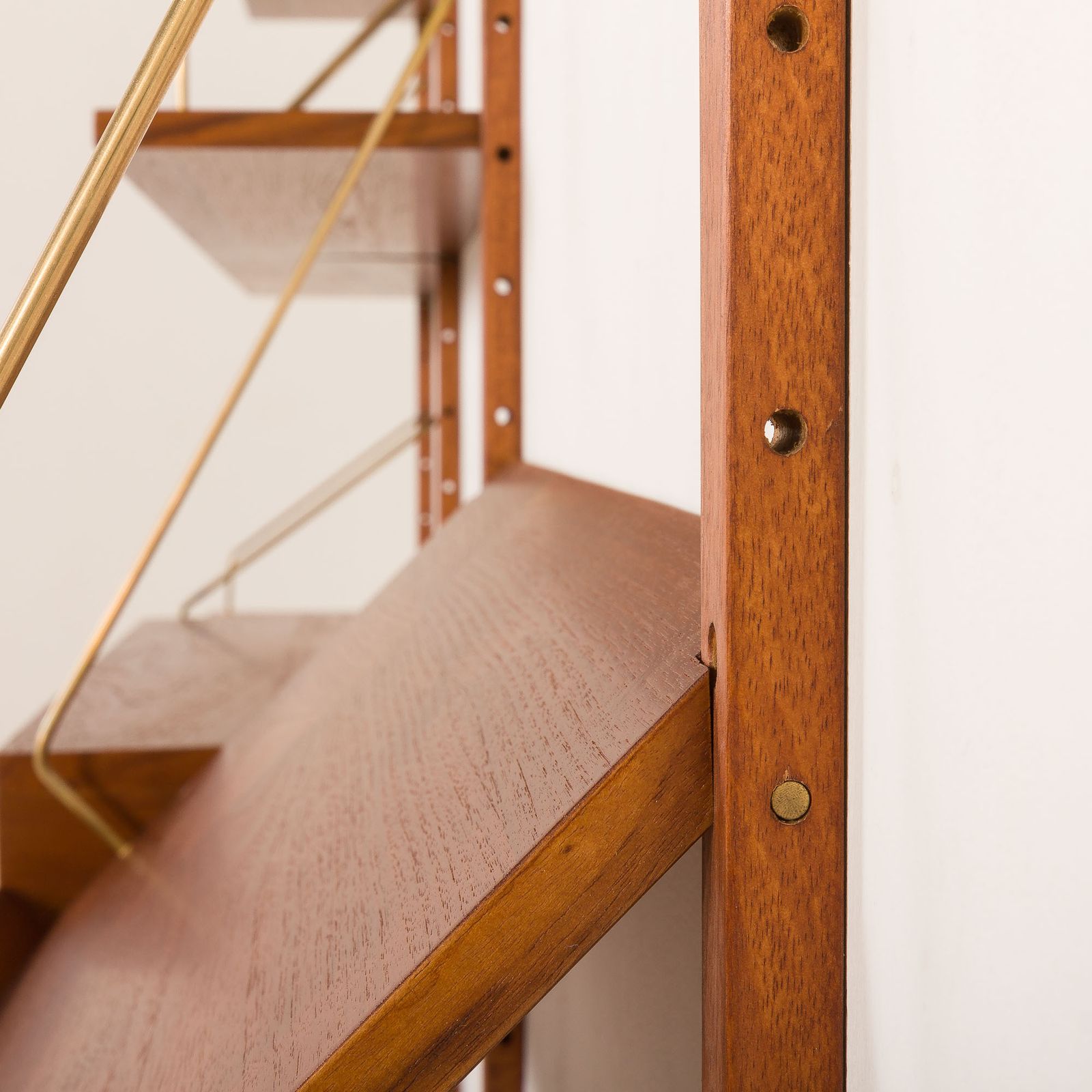 photo vinterior Danish Teak Wall Unit In The Style Of Cadovius, Sorensen With A Lamp, 1970s