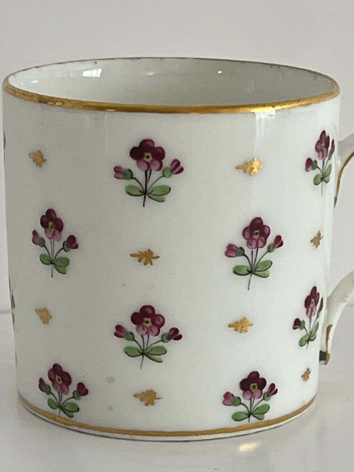 Old Paris Porcelain Coffee Can Floral Sprigs Polychrome, French Ca 1795 photo vinterior