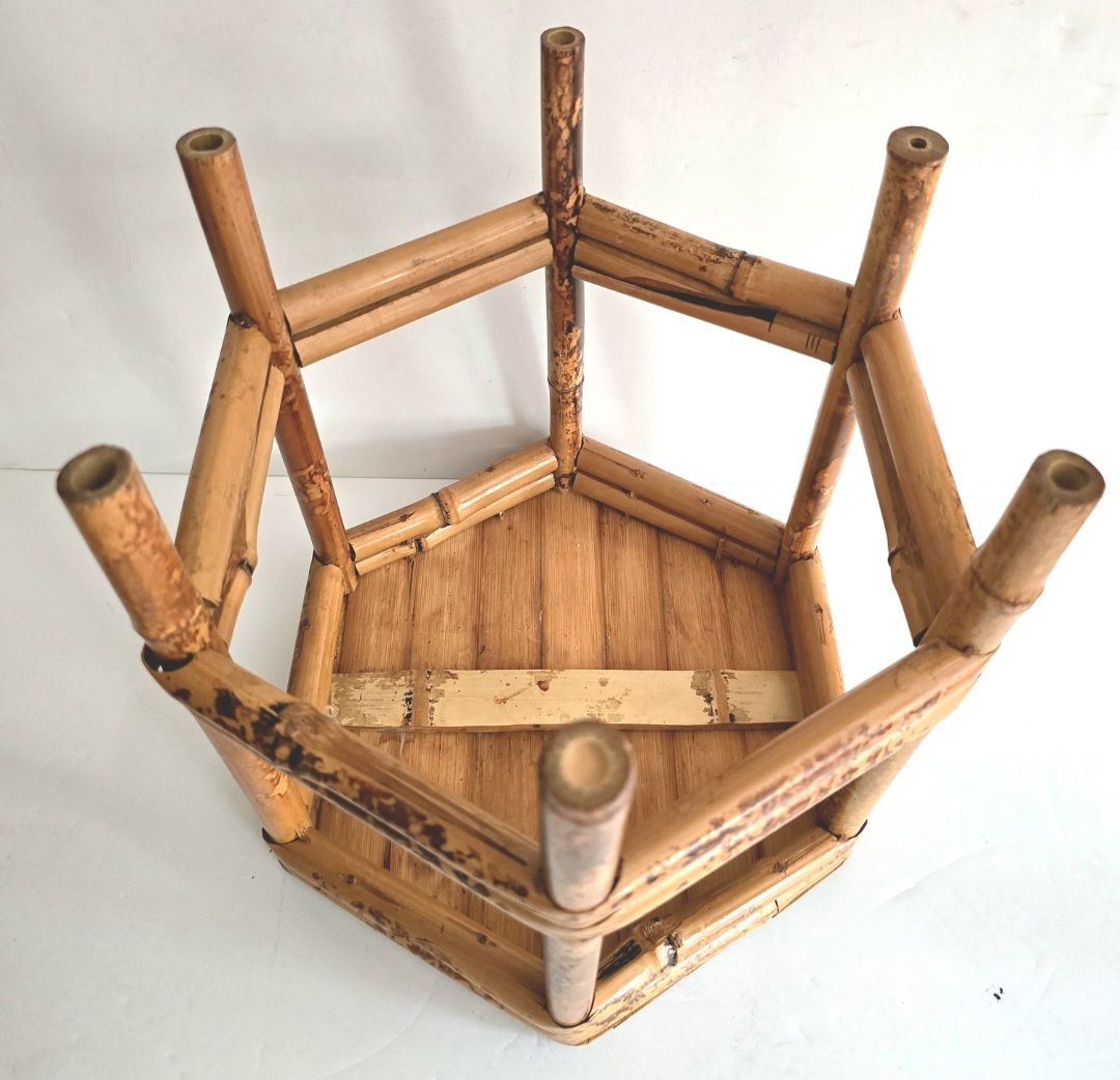 photo vinterior A Set Of Three Antique French Tiger Bamboo Nesting Tables.